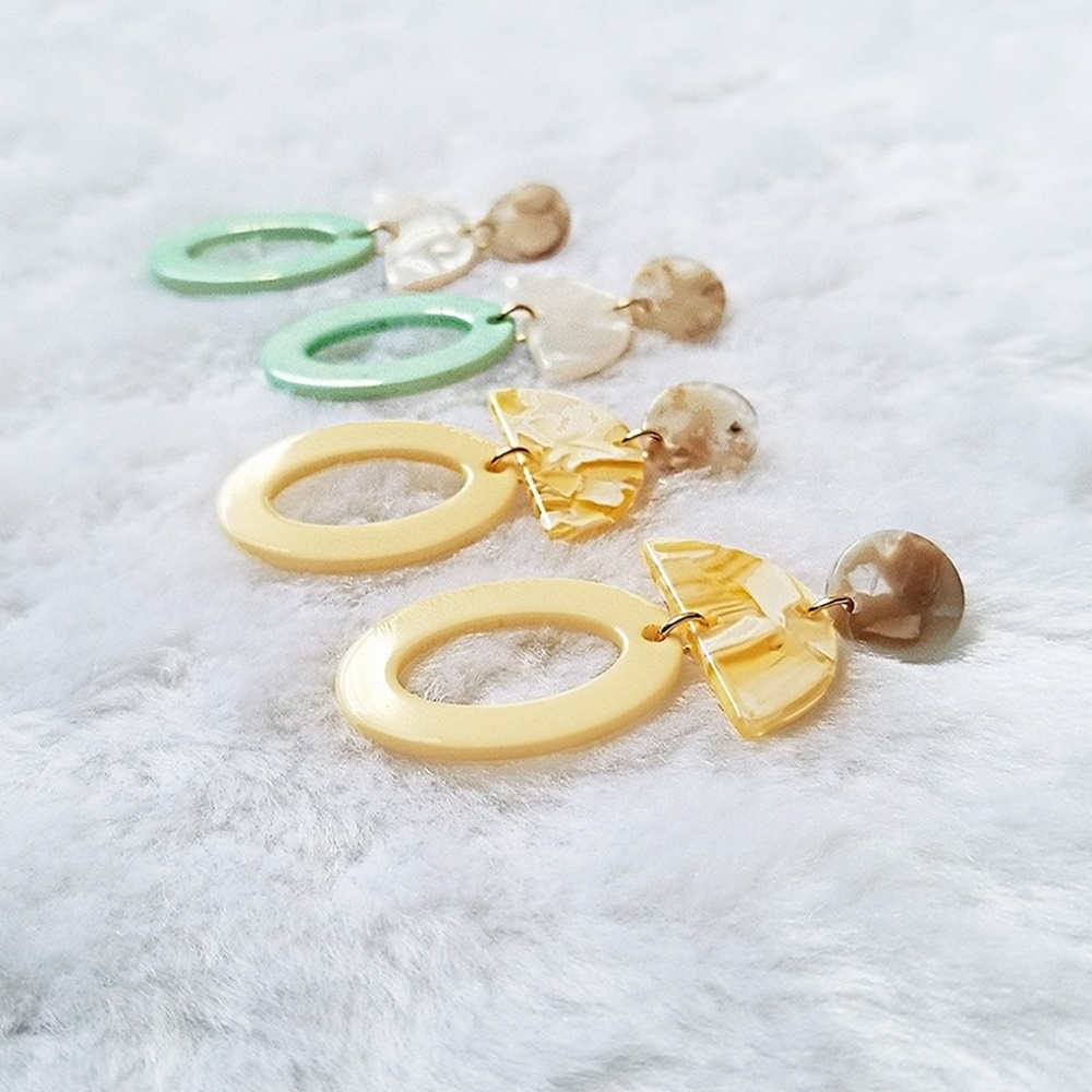 Green Statement Dangle Earrings